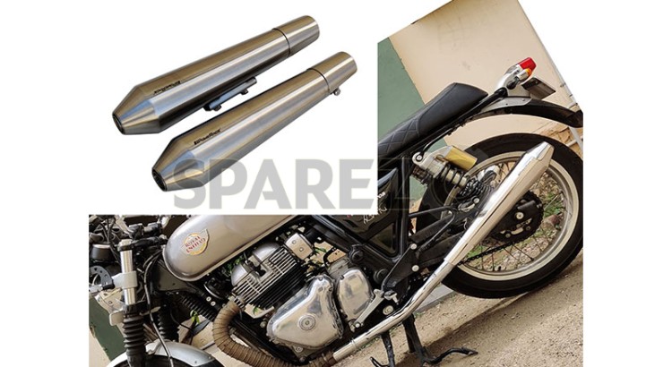 Royal Enfield GT Continental and Interceptor 650 Short Exhaust Silencer Matt Finish - SPAREZO